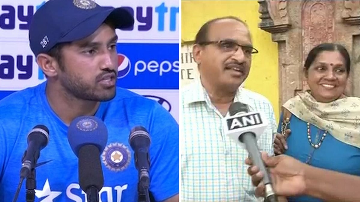 Karun Nair and his parents. (Photo: ANI)