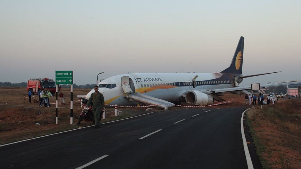 A Jet Airways plane veered off the runway on Tuesday. (Photo: ANI)