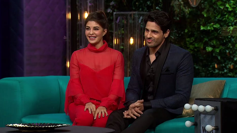 Jacqueline Fernandez and Sidharth Malhotra take the couch. (Photo Courtesy: Hotstar)