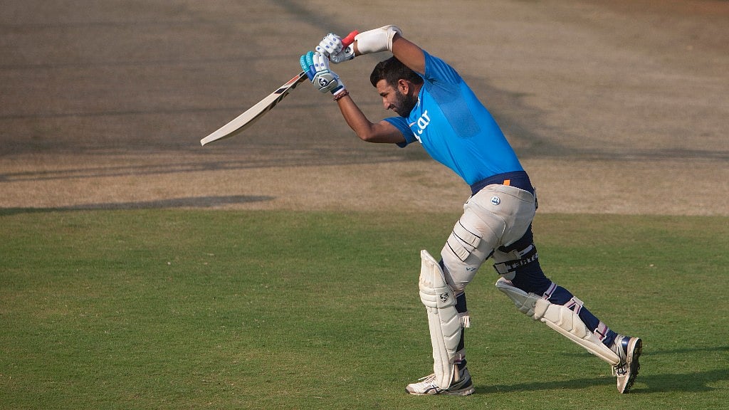 Cheteshwar Pujara at the nets on Friday. (Photo: AP)
