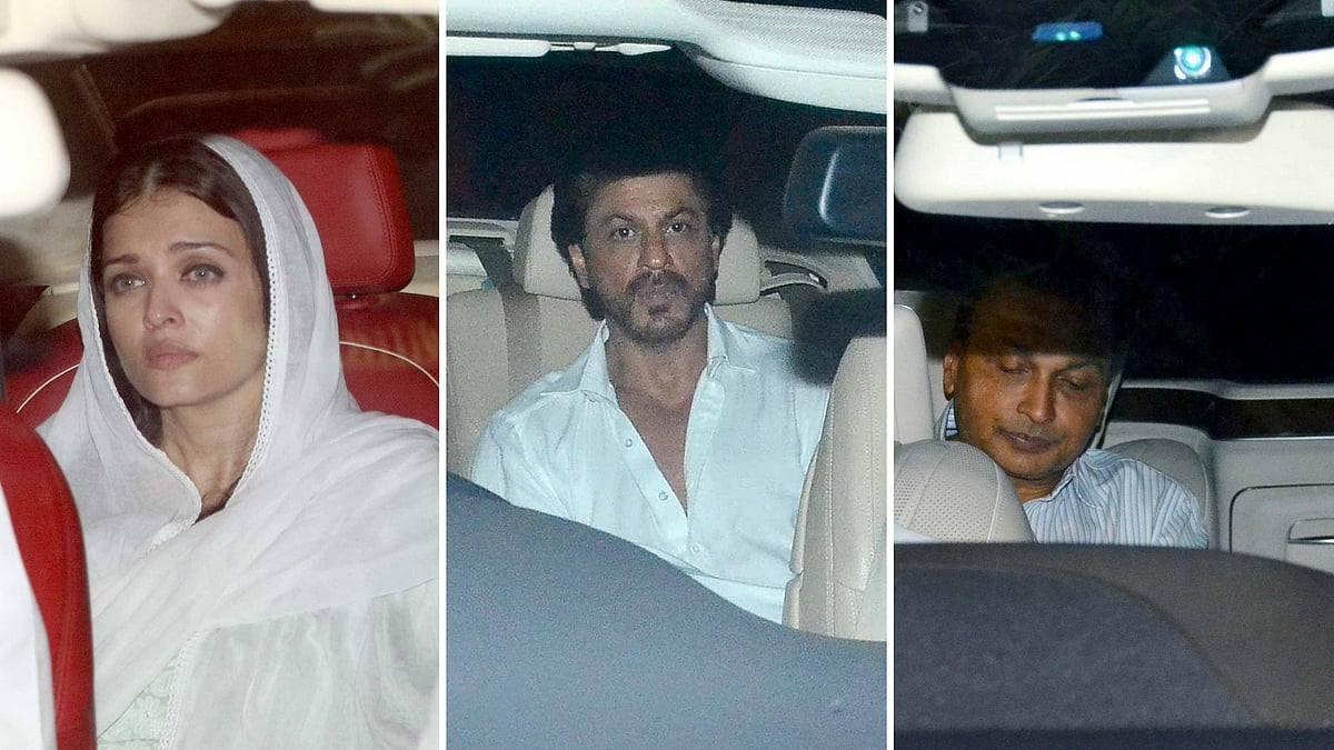 Aishwarya, SRK and Anil Ambani at the funeral. (Photo: Yogen Shah)