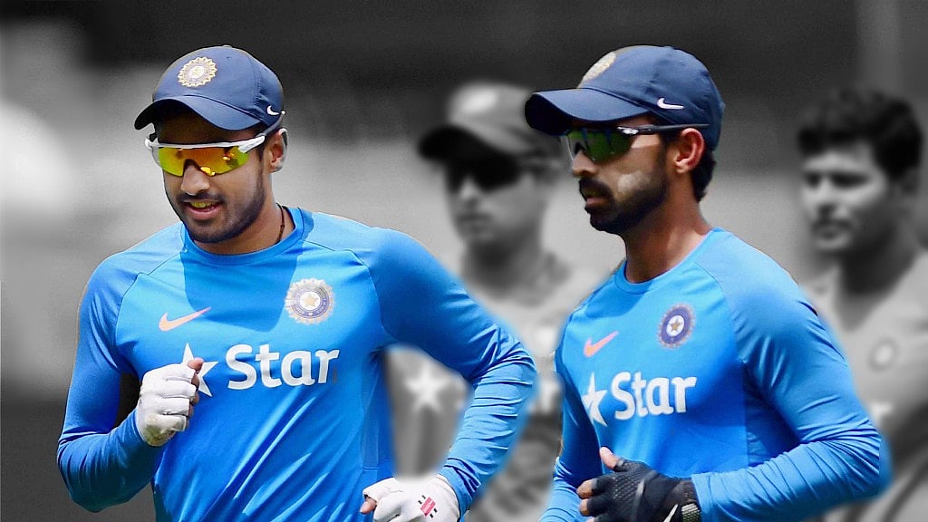 Will Karun Nair play the Bengaluru Test? (Photo: PTI/Altered by <b>The Quint</b>)