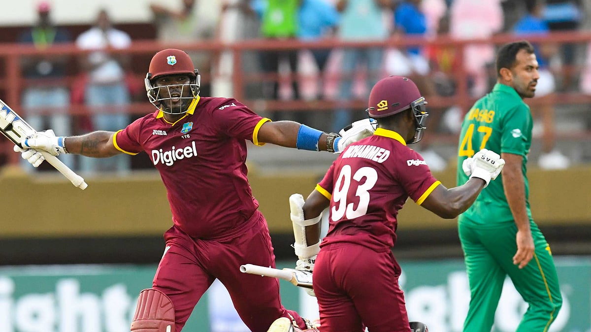 West Indies cricketers celebrate a historic ODI victory against Pakistan. (Photo: WICB)