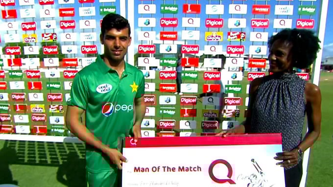 Shabad Khan receiving a Man of the Match during the recently-concluded T20 series against West Indies. (Photo: Twitter)
