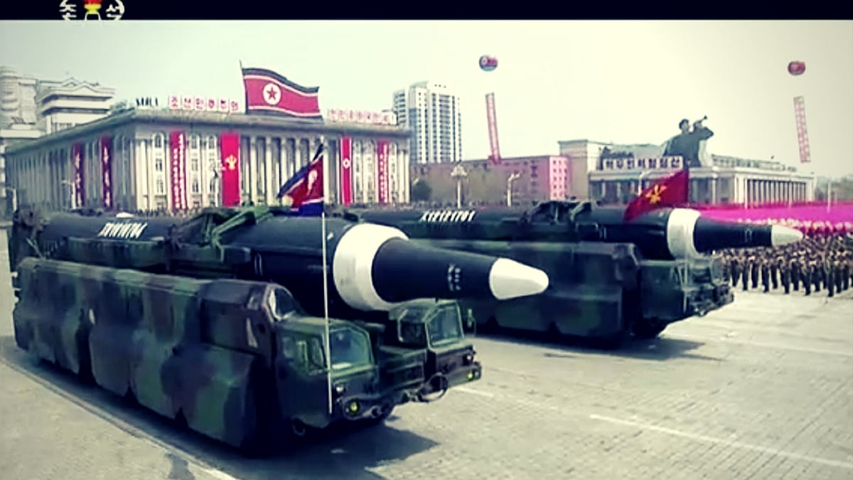 North Korea displayed what appeared to be new long-range and submarine-based missiles on the 105th birth anniversary of its founding father, Kim Il Sung on Saturday. (Photo: AP)