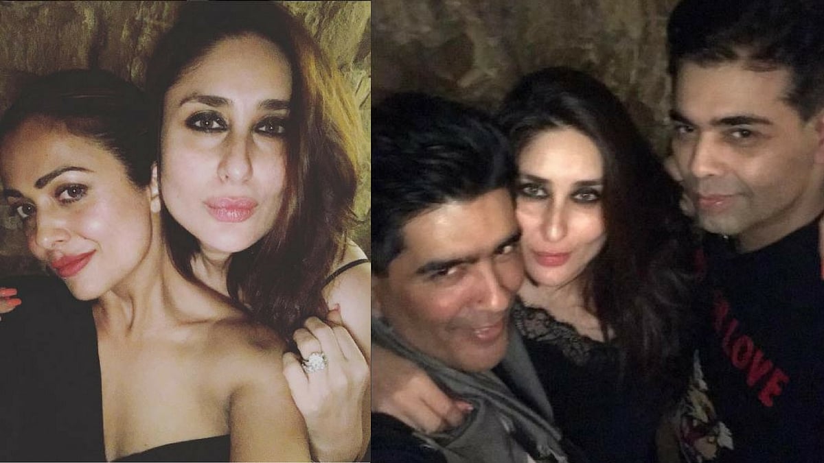 Kareena’s Saturday nights look like this. (Photo Courtesy: Instagram/@amuaroraofficial, @manishmalhotra)
