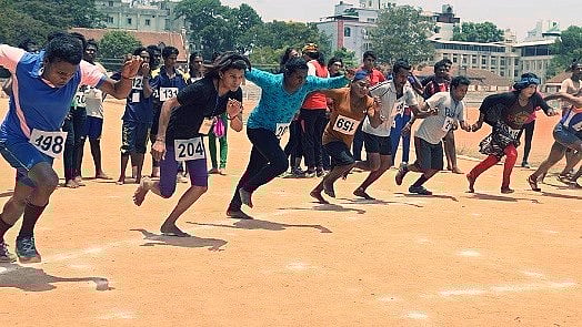 The sports meet underway at the Central Stadium in Thiruvananthapuram. (Photo Courtesy: The News Minute)