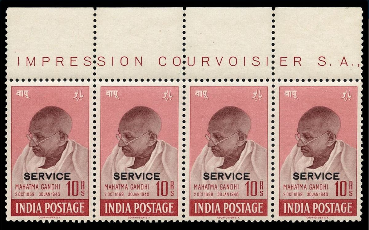 

The block of four was sold to a private Australian collector for the highest ever price for Indian stamps. (Photo Courtesy: Twitter/<a href="https://twitter.com/search?f=images&amp;q=gandhi%20stamps&amp;src=typd">@Behzadon</a>)