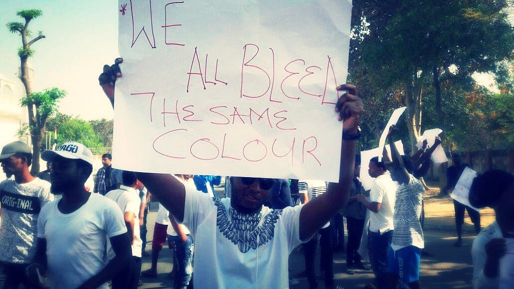 A protest by Nigerian students in Greater Noida against assaults on Africans. Image used for representational purpose. 