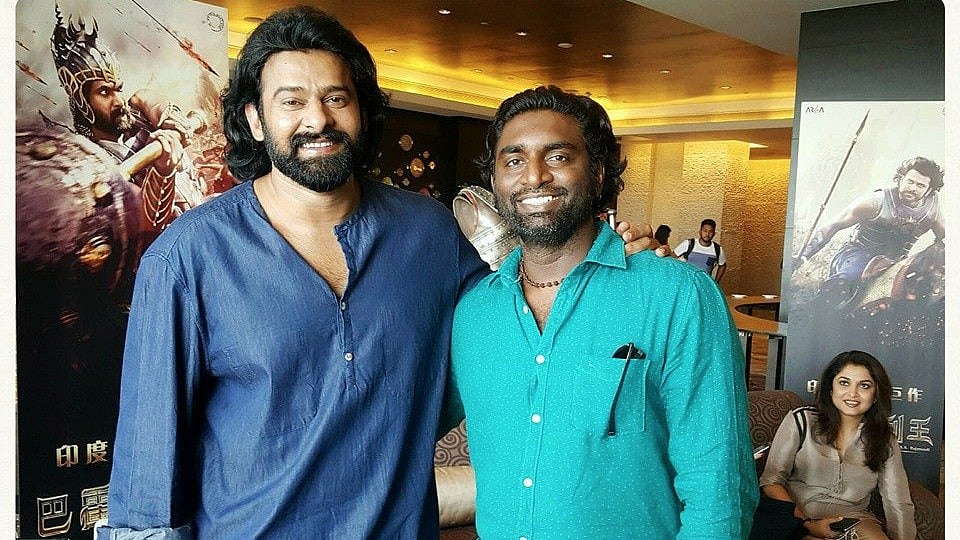 Cinematographer KK Senthil Kumar with Prabhas. &nbsp;(Photo courtesy: Facebook)