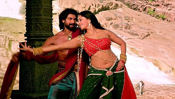 Rana Dagubatti and Anushka Shetty in a scene from <i>Rudhramadevi. </i>