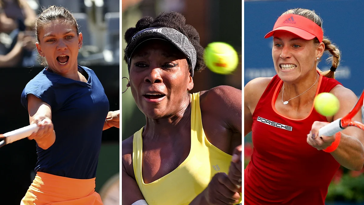 Simona Halep (L), Venus Williams (C) and Angelique Kerber (R). (Photo: AP)