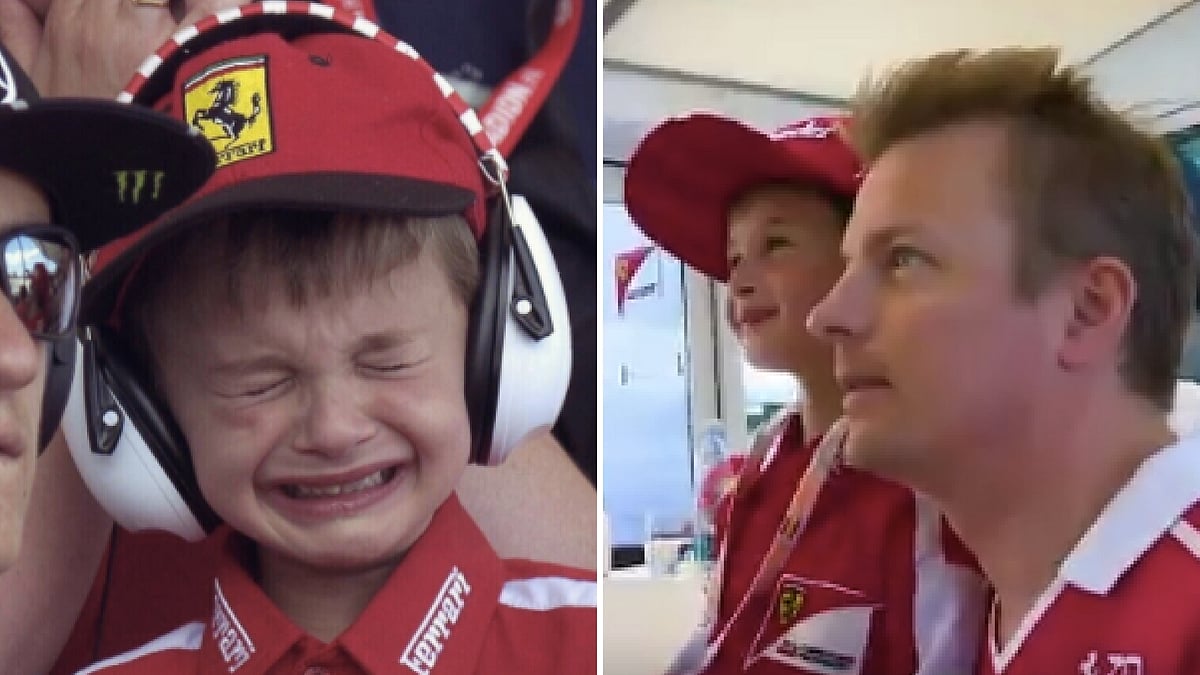 Thomas Danel was caught crying on camera and later got to meet his idol Kimi Raikkonen. (Photo: Screenshots)
