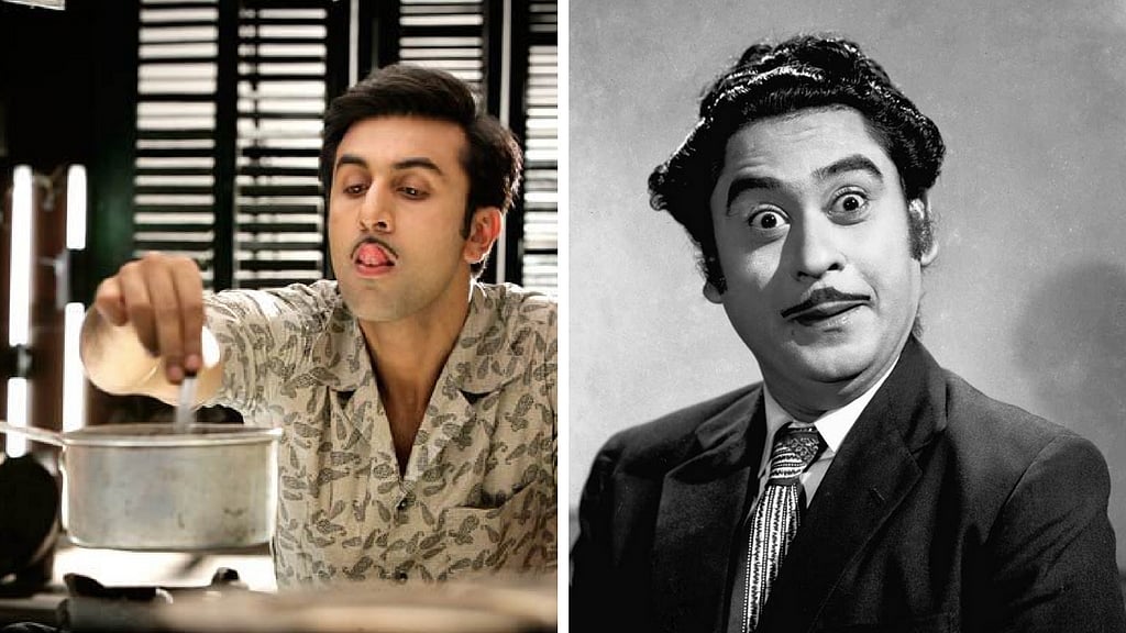 Ranbir Kapoor and Kishore Kumar. (Picture courtesy: Twitter/ Mernaaboelenein)