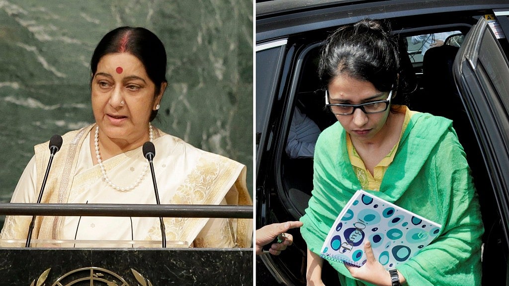 External Affairs Minister Sushma Swaraj welcomed Uzma back in India. (Photo: PTI/AP)