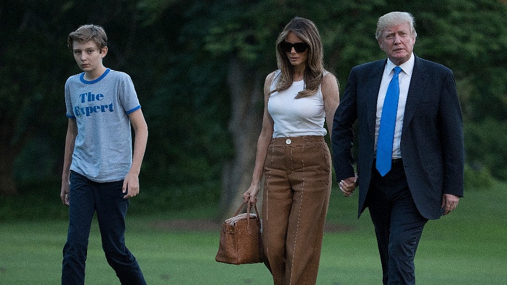 President Donald Trump, First Lady Melania Trump, and their son and Barron Trump.
