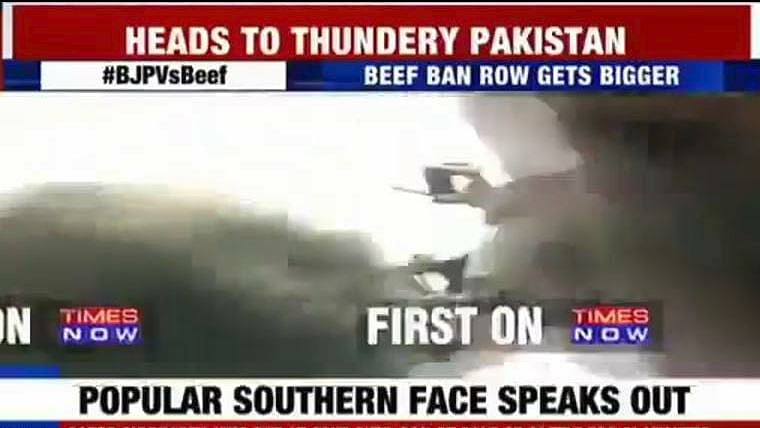 Covering Amit Shah’s visit to Kerala, Times Now flashed headlines suggesting Shah was visiting Pakistan. (Photo Courtesy: Facebook/<a href="https://www.facebook.com/photo.php?fbid=10155415410072743&amp;set=a.10150543090817743.434886.596177742&amp;type=3&amp;theater">@AnupamaMohan</a>)