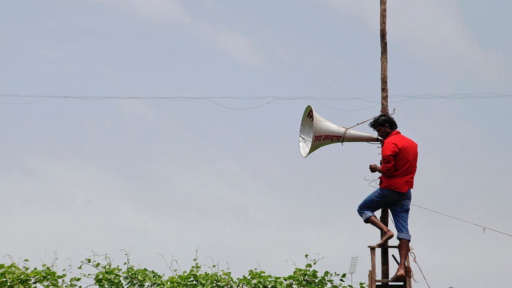 A worker fixes a loudspeaker in Mumbai. (Representational Image).