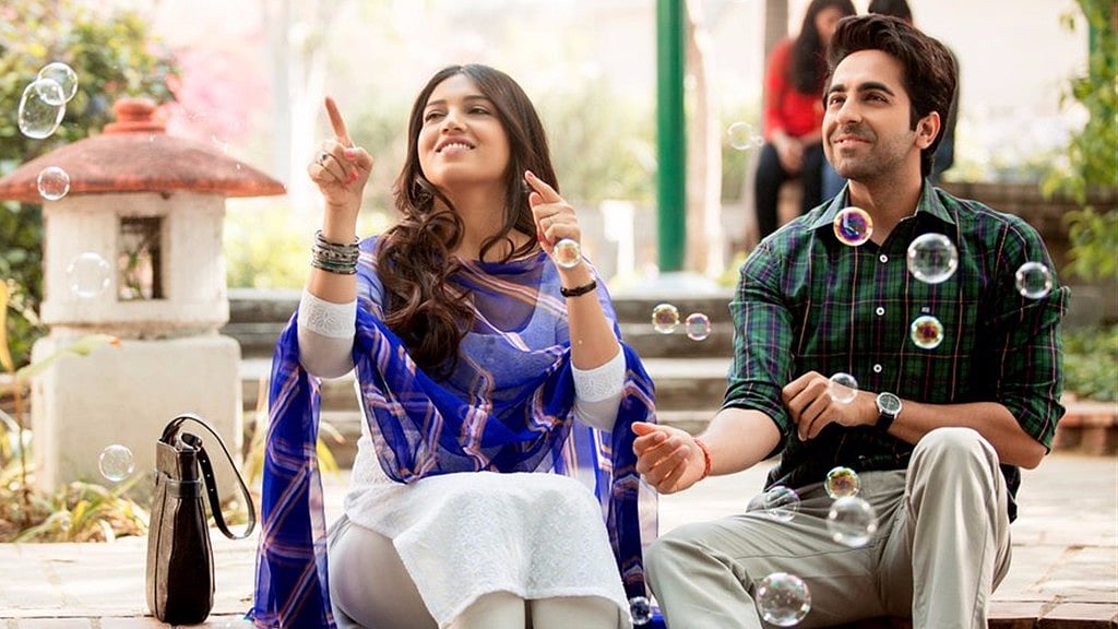 Bhumi Pednekar and Ayushmann Khurrana in <i>Shubh Mangal Saavdhan.</i>