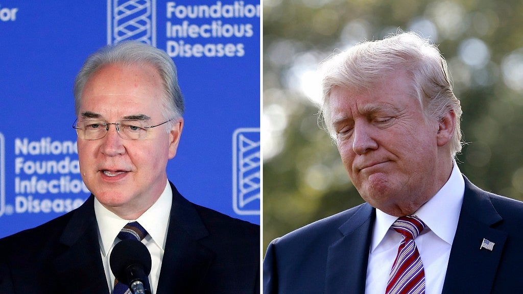 Former Health Secretary Tom Prince and US President Donald Trump.&nbsp;