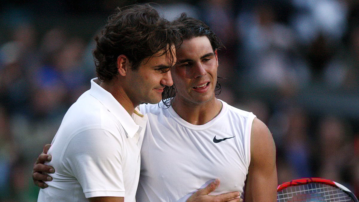 Rafael Nadal and Roger Federer at the Wimbledon