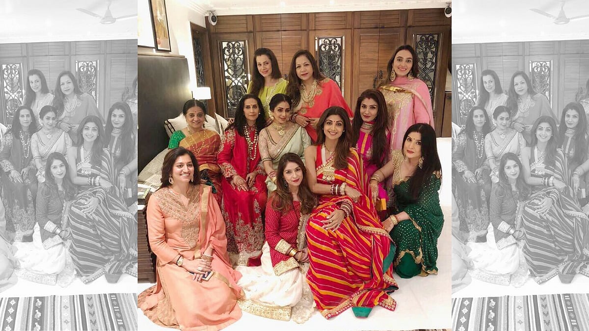 Actors Sridevi, Shilpa Shetty, Raveena Tandon came together at Anil Kapoor’s home to celebrate Karva Chauth.