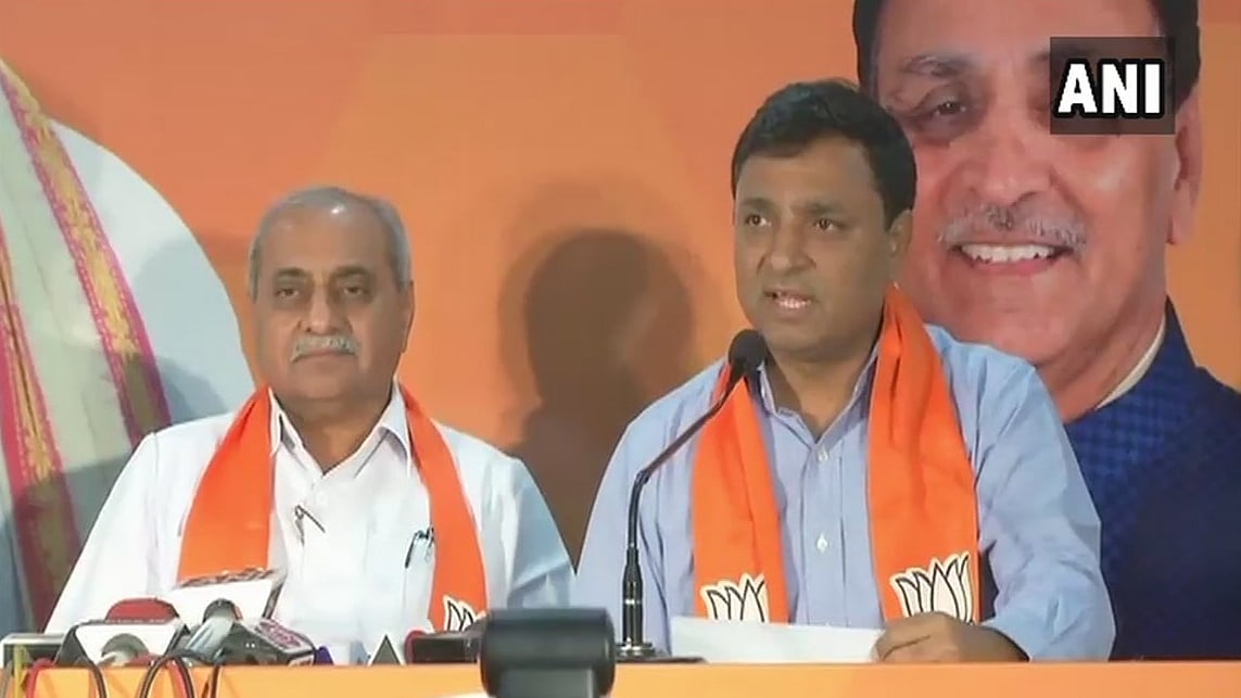 Gujarat Deputy CM Nitin Patel with Chirag Patel.