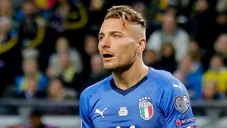 Italy’s Ciro Immobile reacts during the World Cup qualifying play-off match against Sweden.
