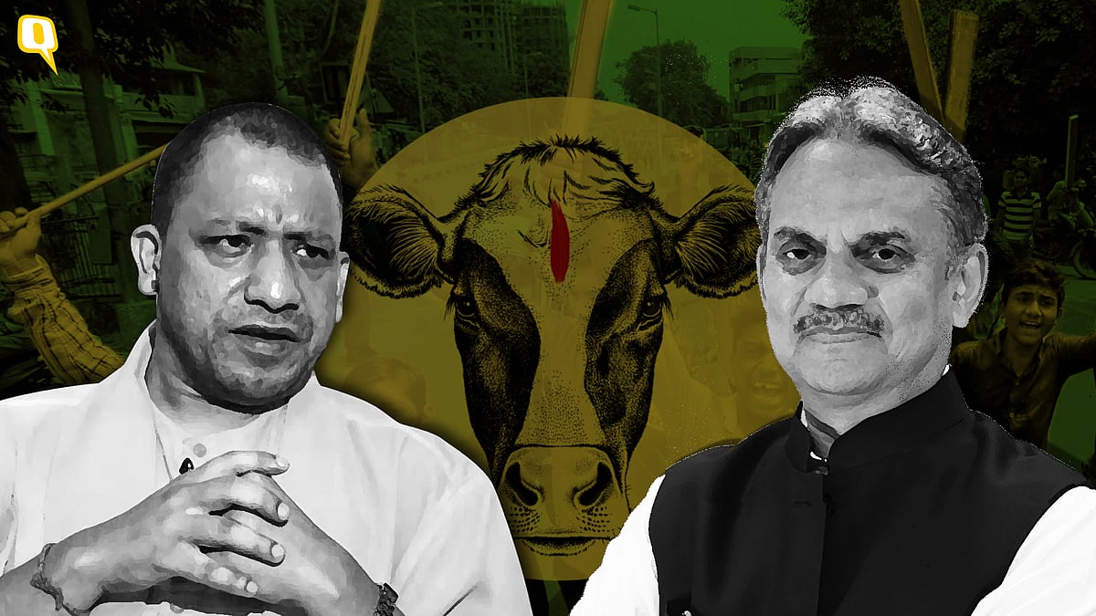 UP Chief Minister Yogi Adityanath and The Quint’s Editorial Director Sanjay Pugalia.