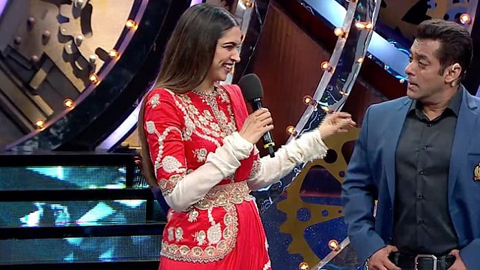 Deepika Padukone and Salman Khan playing off each other on the sets of Bigg Boss 11.