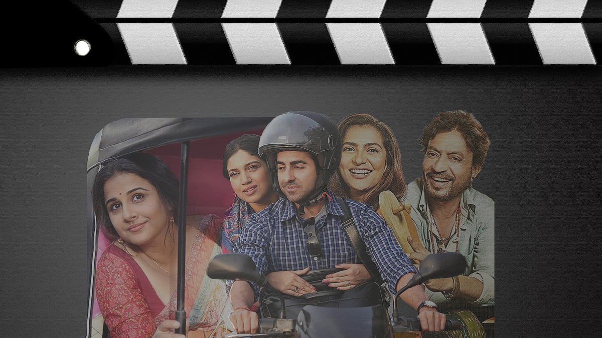 Stills from <i>Shubh Mangal Savdhaan</i>, <i>Tumhari Sulu</i> and <i>Qarib Qarib Singlle</i>.