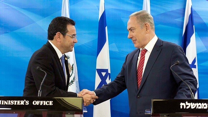 Guatemalan President Jimmy Morales and Israeli Prime Minister Benjamin Netanyahu.