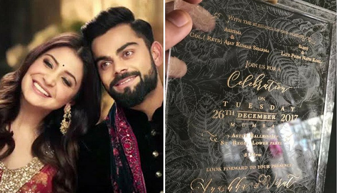 Anushka Sharma and Virat Kohli’s Mumbai wedding reception invite.&nbsp;