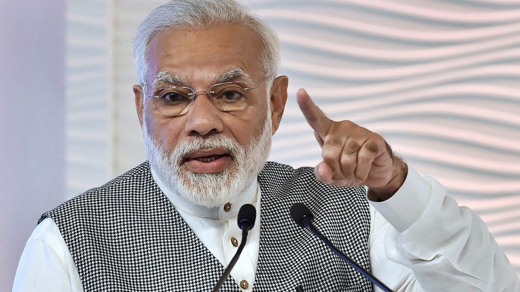Prime Minister Narendra Modi speaks during the Hindustan Times Leadership Summit in New Delhi, on Thursday.