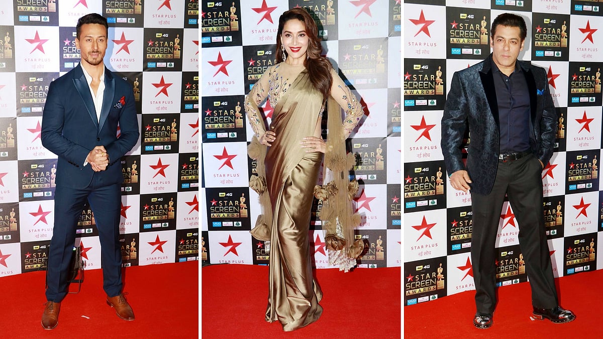 Tiger Shroff, Madhuri Dikshit and Salman Khan set the red carpet ablaze at Star Screen Awards.&nbsp;