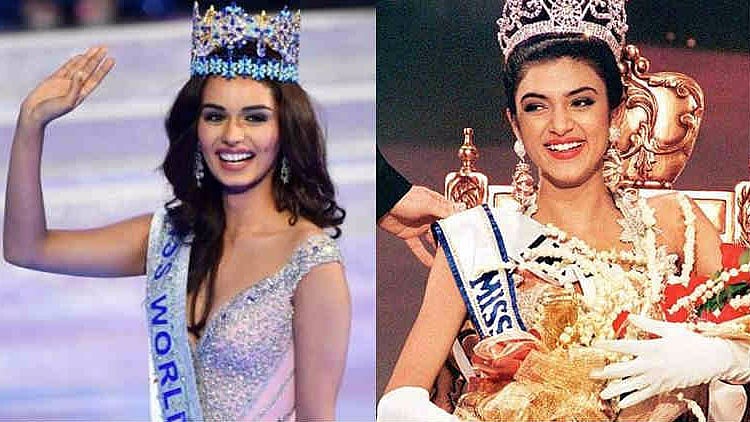 Miss World 2017 Manushi Chhillar and ex-Miss Universe Sushmita Sen.&nbsp;