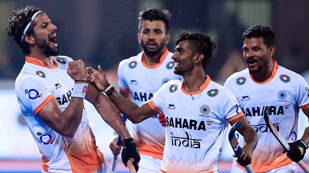 Team India at the Pool B Hockey World League match against England.