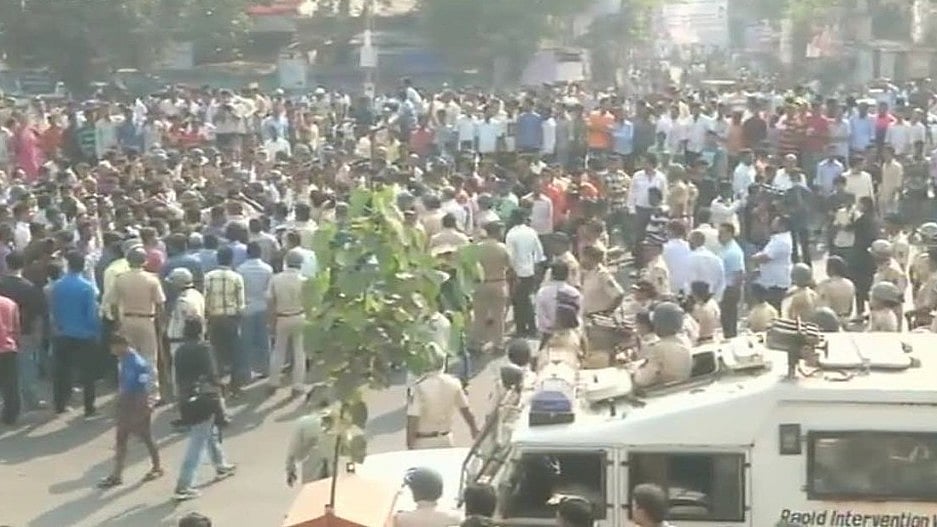 The protesters pelted stones at the policemen, halted railway services and blocked roads and highways in Mumbai on Wednesday. 