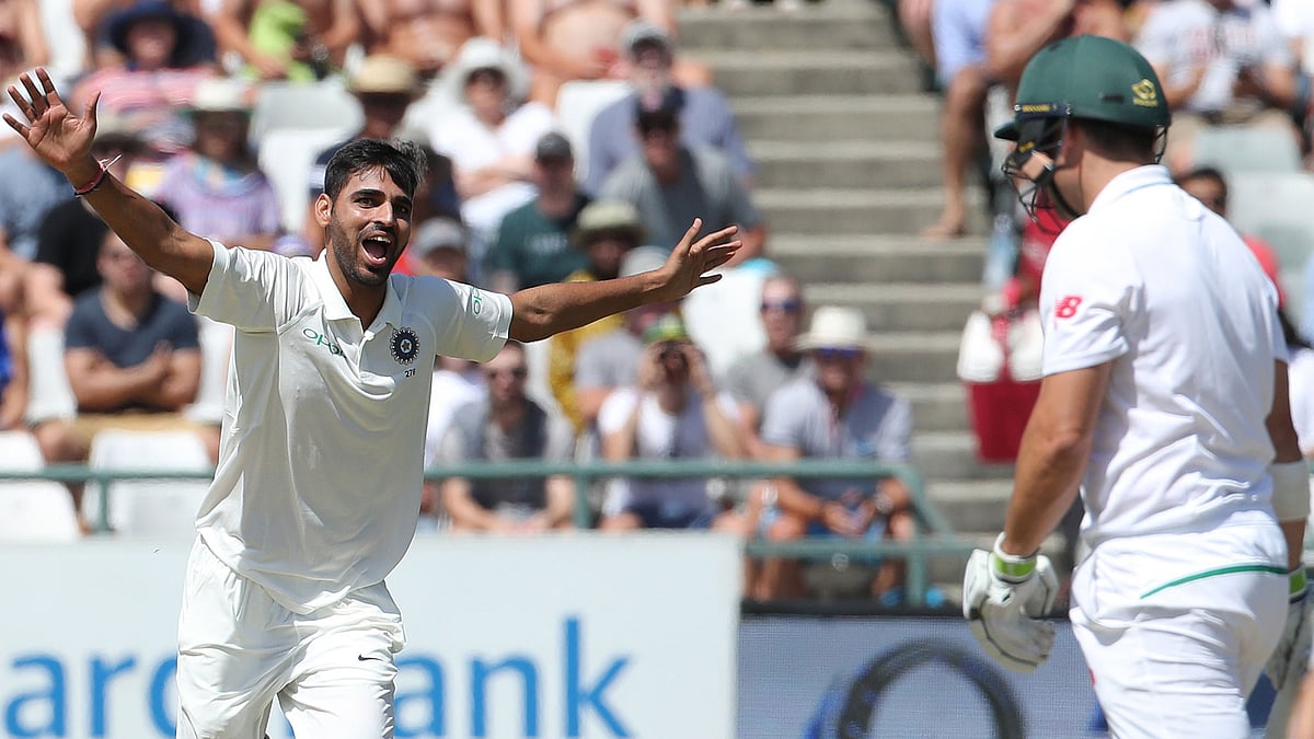 South Africa’s all three wickets were taken by India pacer Bhuvneshwar Kumar in the first session.