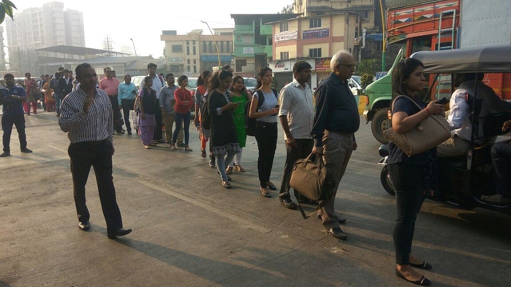 Commuters in Mumbai on 3 January during the Maharashtra bandh and Bhima-Koregaon protests.
