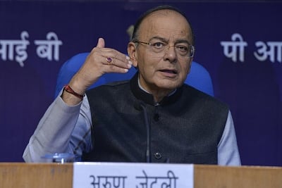 New Delhi: Finance Minister Arun Jaitley addresses a press conference after the presentation of Union Budget 2018-19, in New Delhi on Feb 1, 2018. (Photo: IANS)