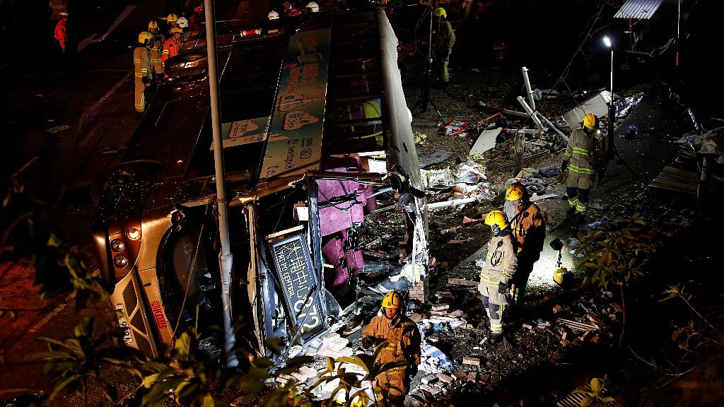 Rescue Opersations underway at the site of the crash in Hong Kong