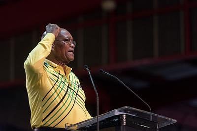 JOHANNESBURG, Dec. 17, 2017 (Xinhua) -- South African President Jacob Zuma addresses the conference in Johannesburg, South Africa, Dec. 16, 2017. The 54th national congress of South Africa