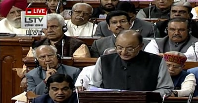 New Delhi: Union Finance Minister Arun Jaitley presenting the Union Budget 2018-19 at Parliament on Feb. 1, 2018. (Photo: Video Grab/IANS)
