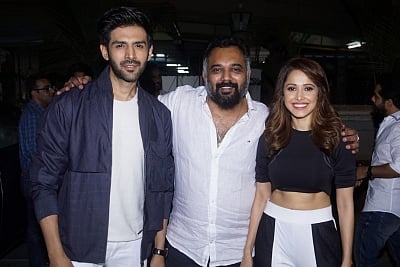 Actors Nushrat Bharucha, Kartik Aaryan and director Luv Ranjan. (Photo: IANS)