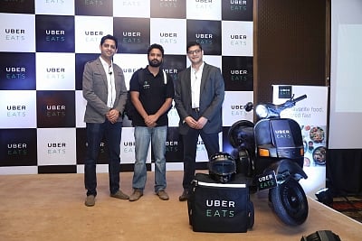 Gurugram: UberEATS India Head Bhavik Rathod and Delhi-NCR General Manager Faiz Abdulla during the launch of UberEATS service in Delhi and NCR; in Gurugram on June 28, 2017. (Photo: IANS)