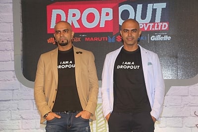 Mumbai :Television Producer Raghu Ram and actor Rajiv Laxman during the launch of  Reality Show "Drop Out" in Mumbai, on july 25, 2016. (Photo: IANS)