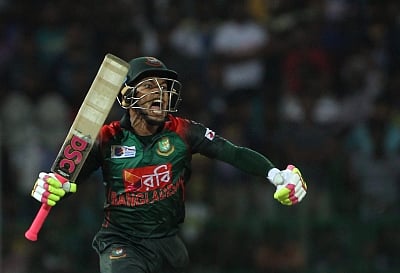 Colombo: Mushfiqur Rahim of Bangladesh celebrates after wining the third match of 2018 Nidahas Twenty20 Tri-Series between Sri Lanka and Bangladesh at R.Premadasa Stadium in Colombo, Sri Lanka on March 10, 2018. (Photo: Surjeet Yadav/IANS)