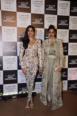 Mumbai: Actress Sridevi with her daughter Janhvi Kapoor during the Lakme Fashion Week Summer/Resort 2018 in Mumbai on Feb 4, 2018. (Photo: IANS)