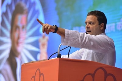 New Delhi: Congress President Rahul Gandhi addresses during the launch of the